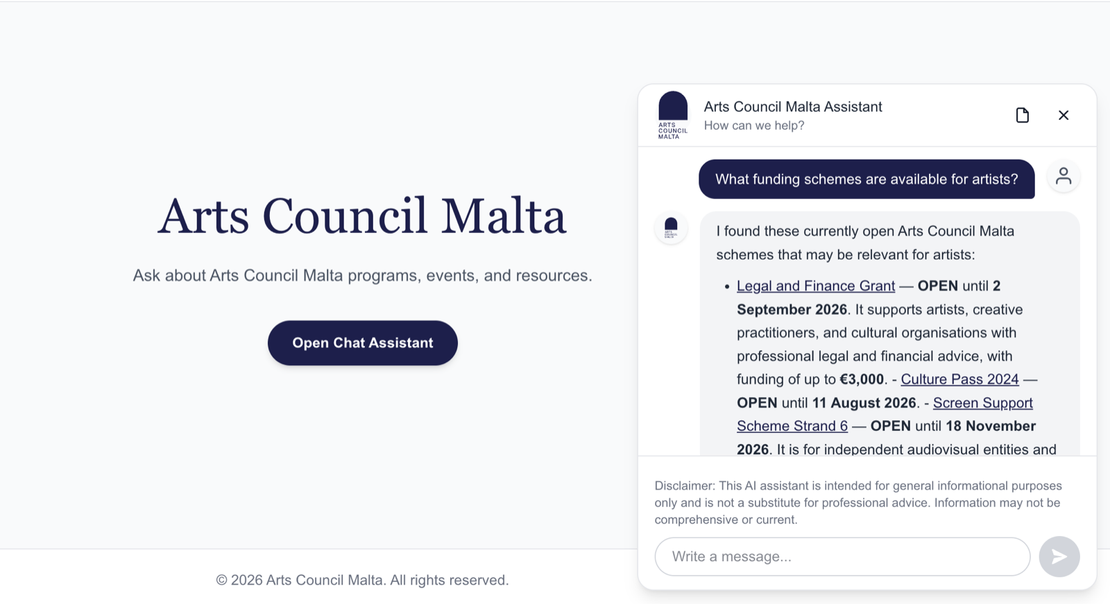Arts Council Chatbot